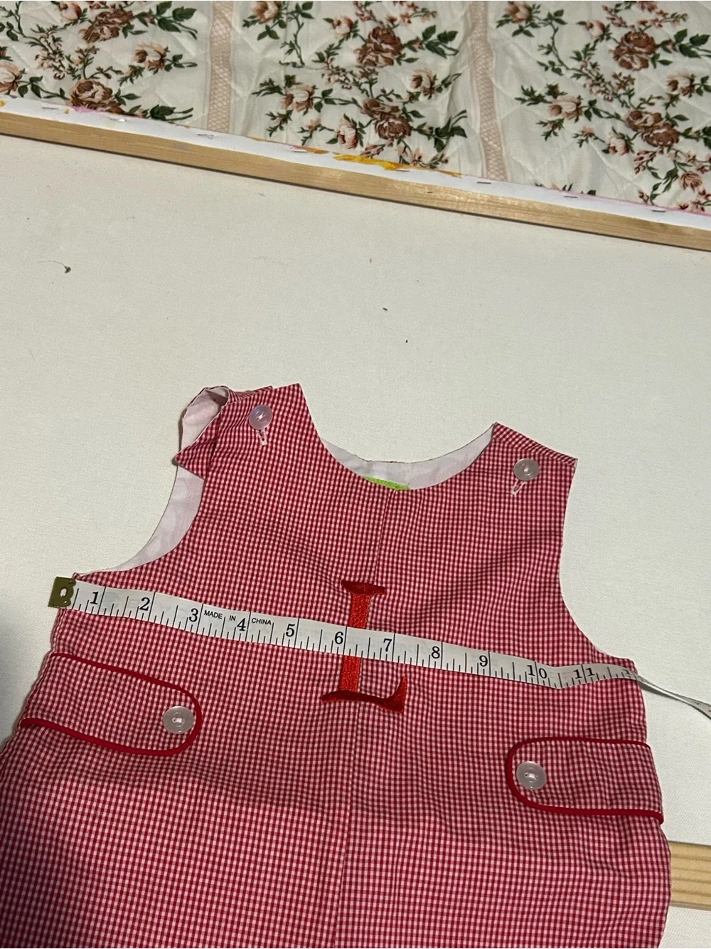 Unbranded Pink Gingham Monogram Kids Romper - Letter L
